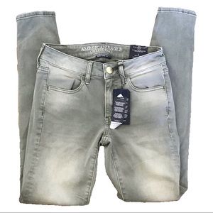 American Eagle low rise army green skinny jeans